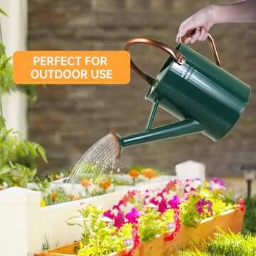 Lechloris Metal Watering Can for Outdoor Plants, 1 Gallon Galvanized Steel Watering Can with Removable spout for Outdoor & Indoor Use, Perfect for Garden Flower, Houseplants, Forest Green