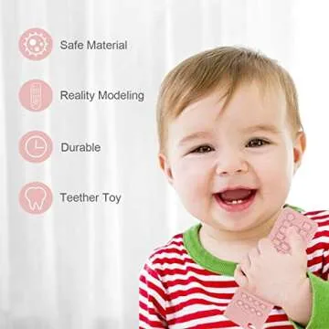 2Pack Silicone Baby Teething Toys, Soft Chew Toys with TV Remote Control Shape, Teether Early Educat...