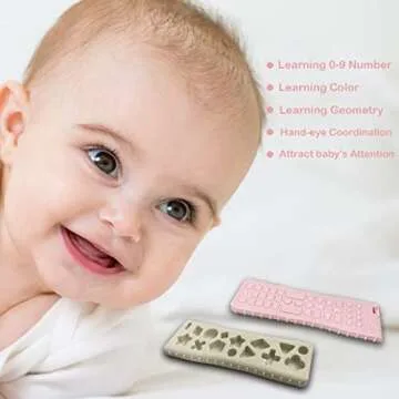 2Pack Silicone Baby Teething Toys, Soft Chew Toys with TV Remote Control Shape, Teether Early Educational Sensory Toy for Babies 3-12 Months Boys or Girls(White+Pink)