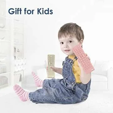 2Pack Silicone Baby Teething Toys, Soft Chew Toys with TV Remote Control Shape, Teether Early Educational Sensory Toy for Babies 3-12 Months Boys or Girls(White+Pink)