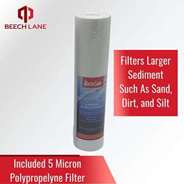 Beech Lane External RV Dual Water Filter System, Leak-Free Brass Fittings, Mounting Bracket and Two Filters Included, Sturdy Construction is Built to Last