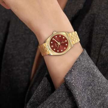 PASCAL Ladies Quartz Wrist Watches, Watches for Women with Adjustable Bracelet, Crystal Accented, 30...