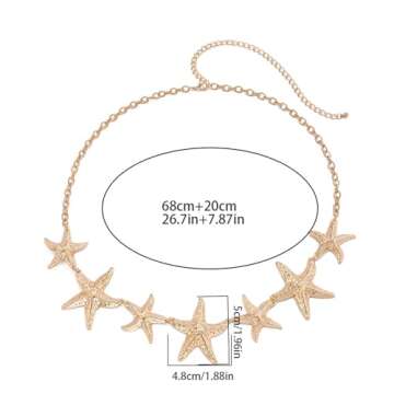 Simple Star Pendant Waist Chain Belt Bikini Starfish Waist Chains Jewelry Sexy Belly Body Chain Dress Outfit Metal Waist Belt Summer Beach Waist Body Jewelry for Women (Gold)