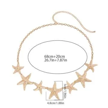 Simple Star Pendant Waist Chain Belt Bikini Starfish Waist Chains Jewelry Sexy Belly Body Chain Dress Outfit Metal Waist Belt Summer Beach Waist Body Jewelry for Women (Gold)