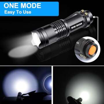 HinsGEAR 4 Pack Small Mini Flashlight LED Single Mode Light 1 Mode Flashlight Aluminum Zoomable Focu...