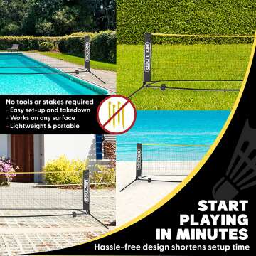 Adjustable Boulder Badminton and Pickleball Net