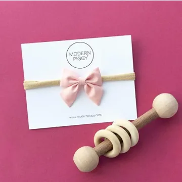 Mini Piggy Bow Headband Soft Cotton Candy Pink