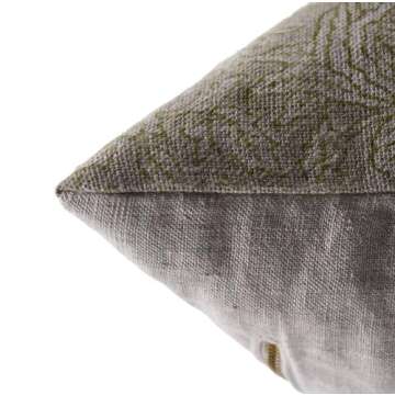 Fabritual Handmade Block Print Thick Linen 18X18 Throw Vintage Pillowcase Cushion Cover with Zipper for Sofa, Couch and Bed, Outdoor, Spring, Fall Decoration, Boho Home Décor, Manikarnika, Grey