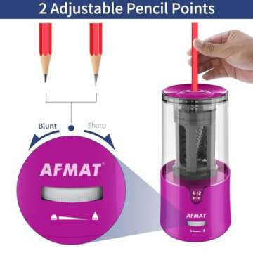 AFMAT Electric Pencil Sharpener for Colored Pencils, Auto Stop, Fast Sharpen in 3s, Large Hole Penci...
