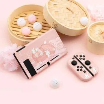 GeekShare Protective Case for Switch, Soft TPU Slim Case Cover Compatible with Switch Console and Joy Con -Steamed Bun Rabbit (for Switch 2017)