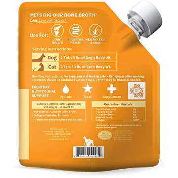 Primalvore Free-Range Bone Broth for Dogs &Cats, Mobility Formula w/Collagen Peptides to Help Support Hip & Joints, Digestion, Skin & Coat and Hydration, Human Grade, Made in USA. Chicken 2 Pack