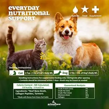 Primalvore Free-Range Bone Broth for Dogs &Cats, Mobility Formula w/Collagen Peptides to Help Support Hip & Joints, Digestion, Skin & Coat and Hydration, Human Grade, Made in USA. Chicken 2 Pack