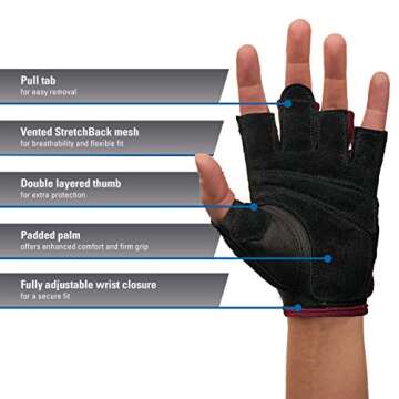 Harbinger Women's Power Workout Gloves Black/Merlot