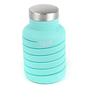que Bottle | Designed for Travel and Outdoor. Collapsible Water Bottle - Food-Grade Silicone/BPA Fre...