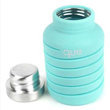 que Bottle | Designed for Travel and Outdoor. Collapsible Water Bottle - Food-Grade Silicone/BPA Free/Lightweight/Eco-Friendly - 20oz (Misty Mint)