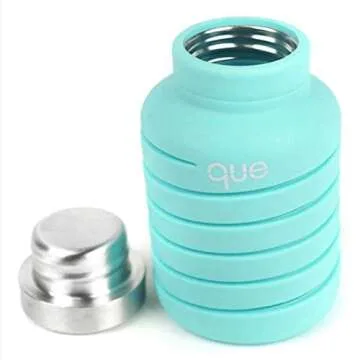 que Bottle | Designed for Travel and Outdoor. Collapsible Water Bottle - Food-Grade Silicone/BPA Free/Lightweight/Eco-Friendly - 20oz (Misty Mint)
