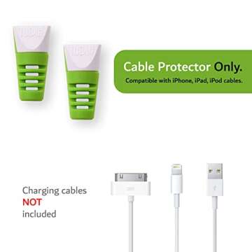 TUDIA [Klip Snap On Charging Cable Cord Saver Protector Compatible with iPhone, iPad, iPod - Green