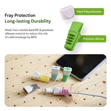 TUDIA [Klip Snap On Charging Cable Cord Saver Protector Compatible with iPhone, iPad, iPod - Green
