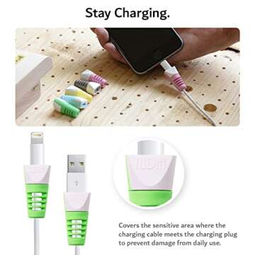 TUDIA [Klip Snap On Charging Cable Cord Saver Protector Compatible with iPhone, iPad, iPod - Green