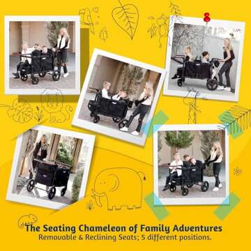 Keenz VYOO Stroller Wagon with Canopy - Foldable Design for Easy Storage, 5 Seating Positions for Ki...
