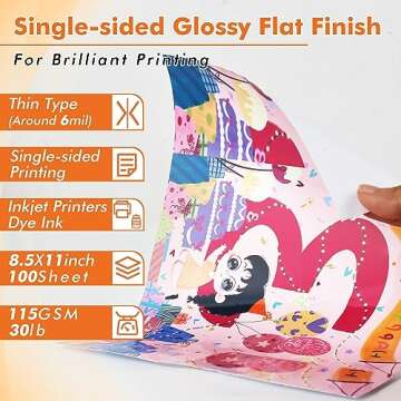 Koala Glossy Thin Inkjet Paper 8.5x11 Inches 100 Sheets Compatible with Inkjet Printer Use DYE INK 115gsm