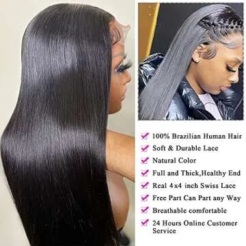 Straight Closure Wig Human Hair 4x4 Lace Front Wig Human Hair Wigs for Black Women Brazilian Hair Glueless Lace Wigs Human Hair Pre Plucked With Baby Hair 20 Inch