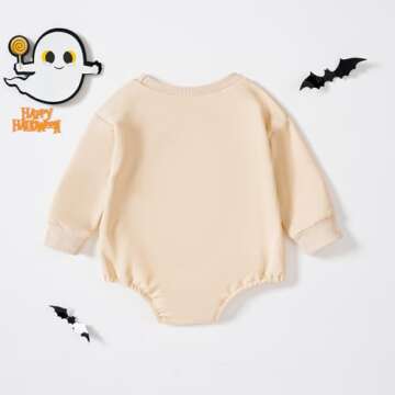 ADXSUN Baby Girl Halloween Outfit Ghost/Pumpkin Romper Fall Bubble Bodysuit 0-18M