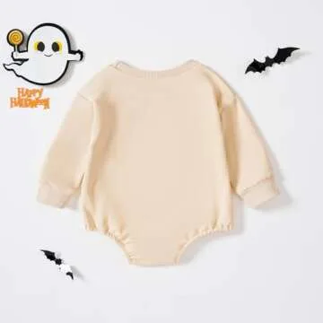 ADXSUN Baby Girl Halloween Outfit Ghost/Pumpkin Romper Fall Bubble Bodysuit 0-18M