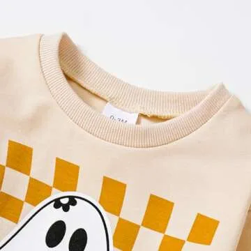 ADXSUN Baby Girl Halloween Outfit Ghost/Pumpkin Romper Fall Bubble Bodysuit 0-18M