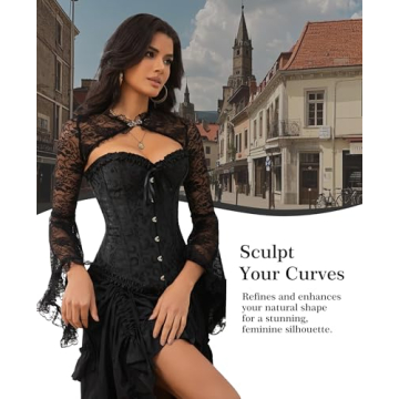 Vrapo Black Corset Top - Lace Up Women’s Overbust Shapewear for XS Sizes
