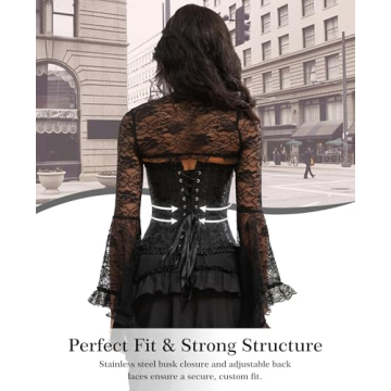Vrapo Black Corset Top - Overbust Lace Up Shapewear