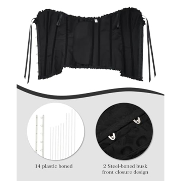 Vrapo Black Corset Top - Overbust Lace Up Shapewear