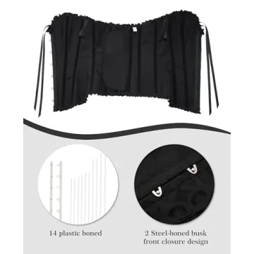 Vrapo Black Corset Top - Overbust Lace Up Shapewear