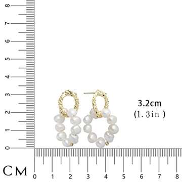 Pearl Dangle Drop Earrings for Women, Long White Pearl with Sterling Silver Post Sensitive Ears,Gold...