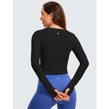 CRZ YOGA Women's Long Sleeve Crop Top - Perfect for Yoga and Gym