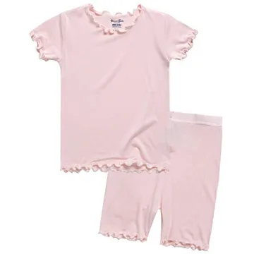 VAENAIT BABY Infant Kids Toddler Short Sleeve Sleepwear Pajamas 2pcs Set Shirring Pink L