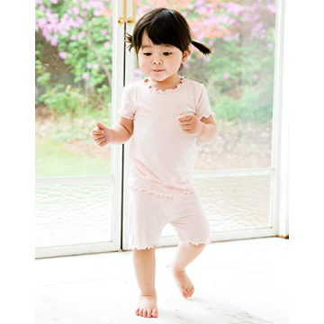 VAENAIT BABY Infant Kids Toddler Short Sleeve Sleepwear Pajamas 2pcs Set Shirring Pink L