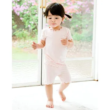 VAENAIT BABY Infant Kids Toddler Short Sleeve Sleepwear Pajamas 2pcs Set Shirring Pink L