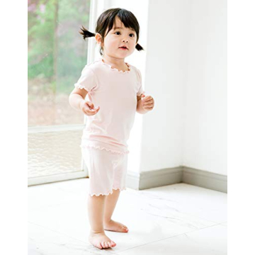 VAENAIT BABY Infant Kids Toddler Short Sleeve Sleepwear Pajamas 2pcs Set Shirring Pink L