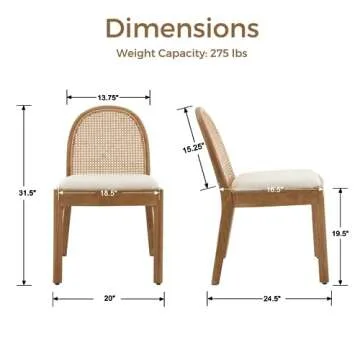 HEAH-YO Rattan Dining Chairs Set of 2, Upholstered Sherpa Dining Room Chairs