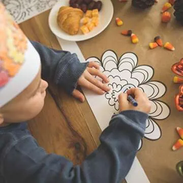Tiny Expressions Color Your Own Turkey Crowns | Thanksgiving Coloring Headbands | 12 Count | Kids Thankful School and Holiday Craft Activity