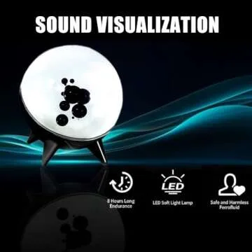JOGEPEYO Dancing ferrofluid Speaker, ferrite Speaker Music Companion, ferromagnetic Fluid Sound visualizer, symbiosis in a Bottle, Magnetic Fluid Toys, Desktop Decorations, Birthday Gifts (Black)