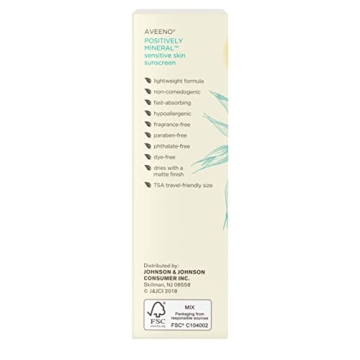 Aveeno Positively Mineral Sensitive Skin Face Sunscreen SPF 50