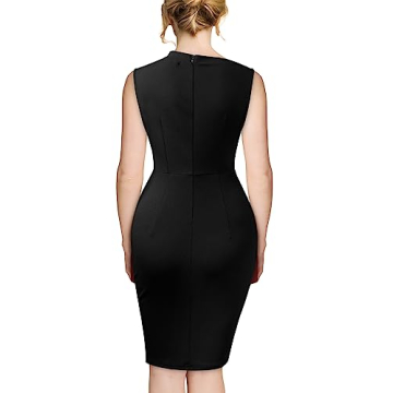 AISIZE Women's Retro Sleeveless High Neck Business Bodycon Pencil Dress Black