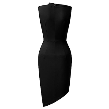 AISIZE Women's Retro Sleeveless High Neck Business Bodycon Pencil Dress Black
