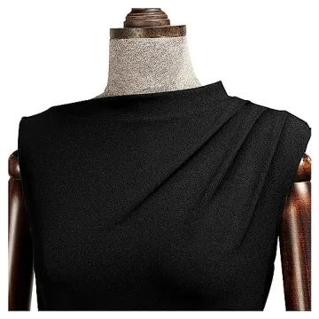 AISIZE Women's Retro Sleeveless High Neck Business Bodycon Pencil Dress Black