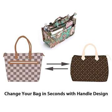 BTSKY New Printing Handbag Organizers Inside Purse Insert-High Capacity 13 Pockets Bag Tote Organize...