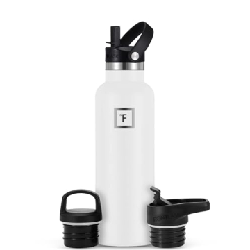 IRON °FLASK Camping & Hiking Hydration Canteens - 3 Lids (Narrow Straw Lid) Leak Proof Vacuum Insul...