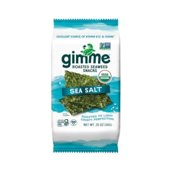 Gimme Seaweed Organic Roasted Seaweed Sheets - Sea Salt - 10g Sharing Pack (Single) - Keto, Vegan, G...