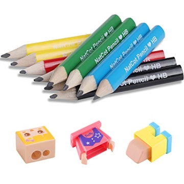 NatCot Triangular Fat Pencil For 2-8 Years Old Kids Use.10 Pencil With Pencil Sharpener And Eraser (...